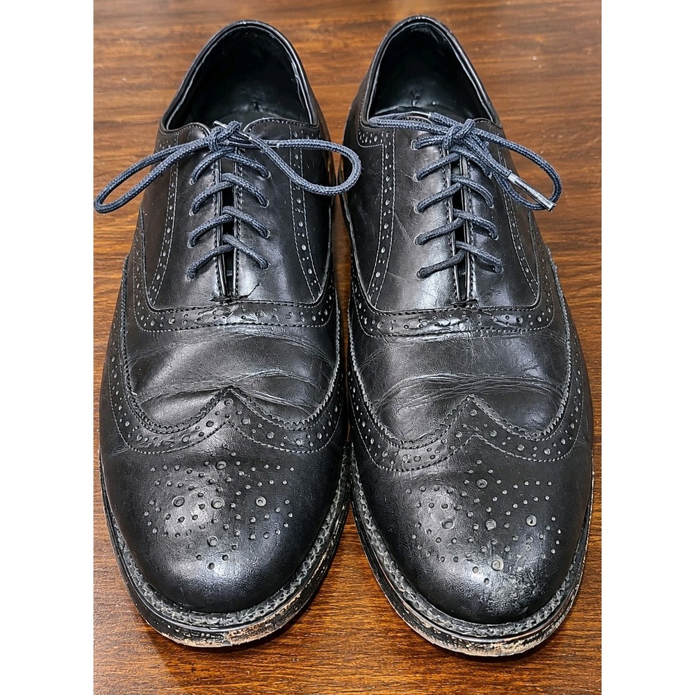 Thursday Boot Co Mens 8.5 Black Leather Wingtip Brouge Oxford Dress Shoes Black